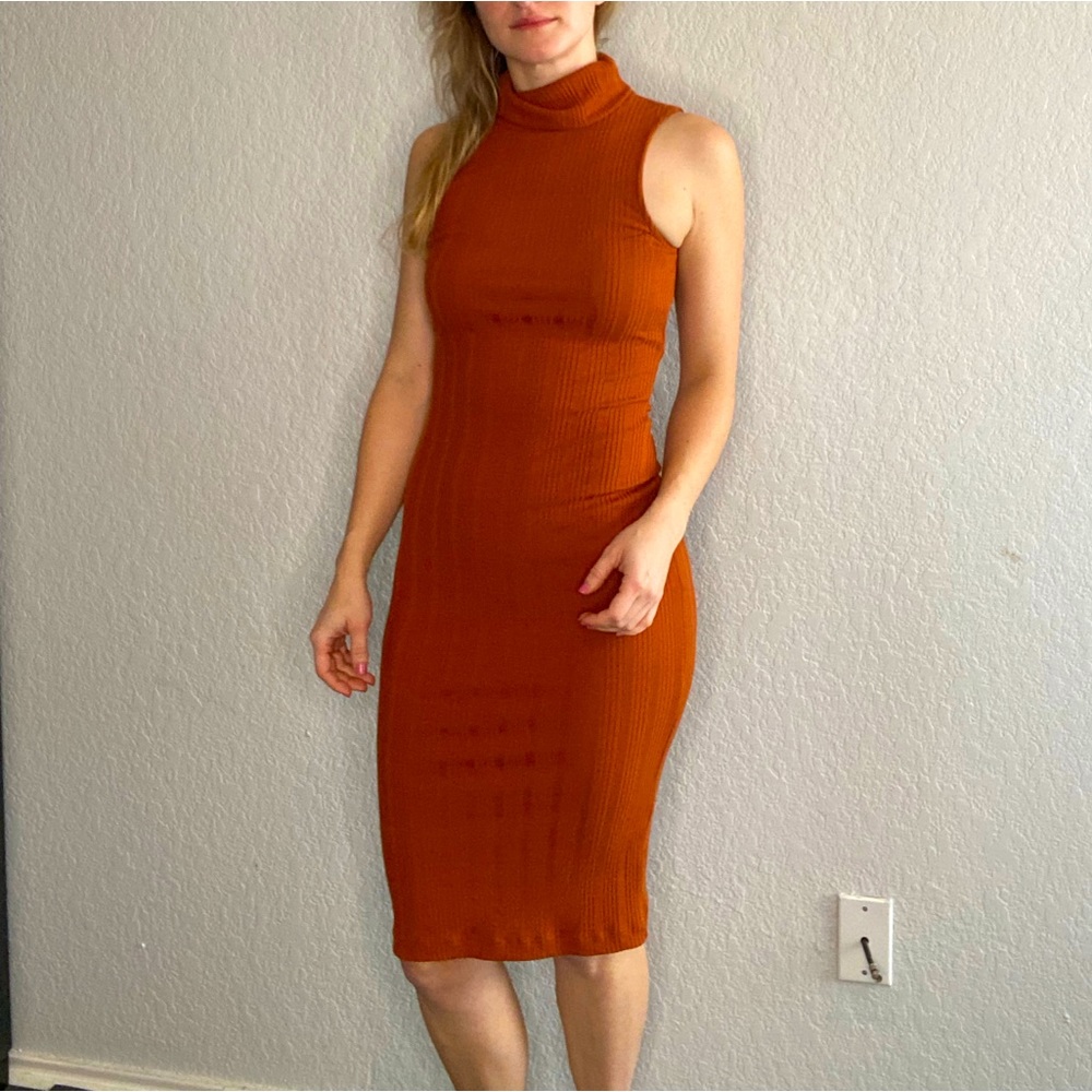Nine West Sleeveless Turtleneck dress burnt orange